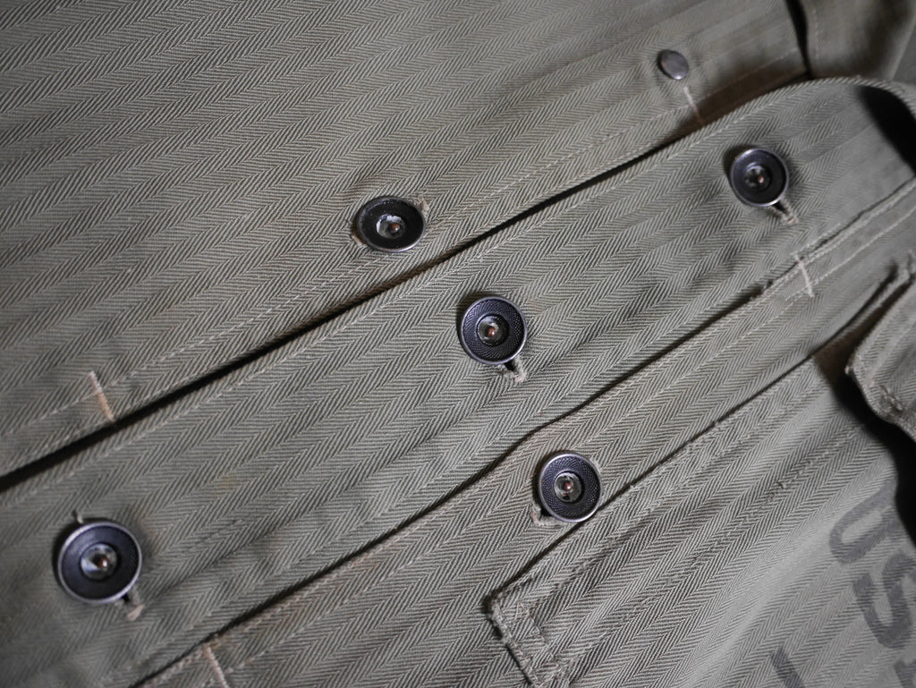 40's USMC P-44 HBT Utility Uniform With Rare Economy Steel Buttons
