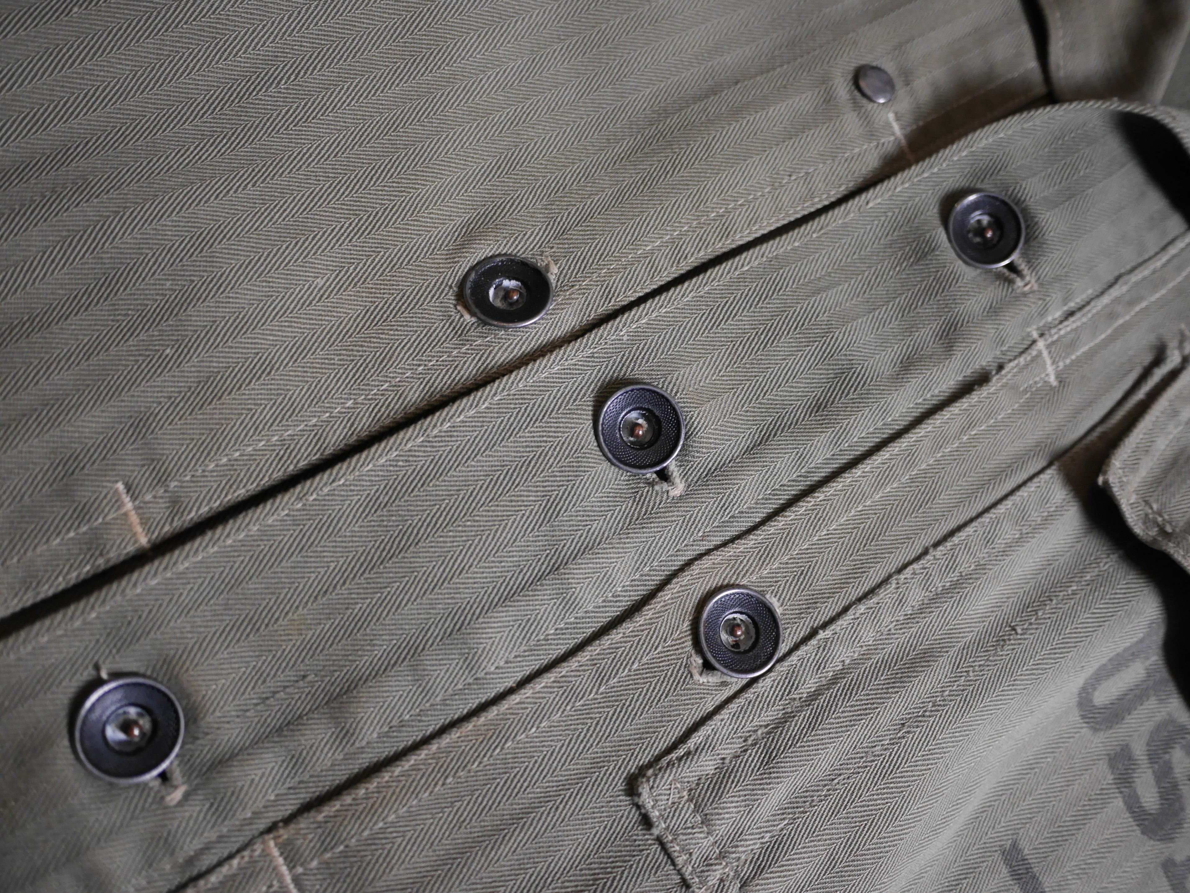 40's USMC P-44 HBT Utility Uniform With Rare Economy Steel Buttons