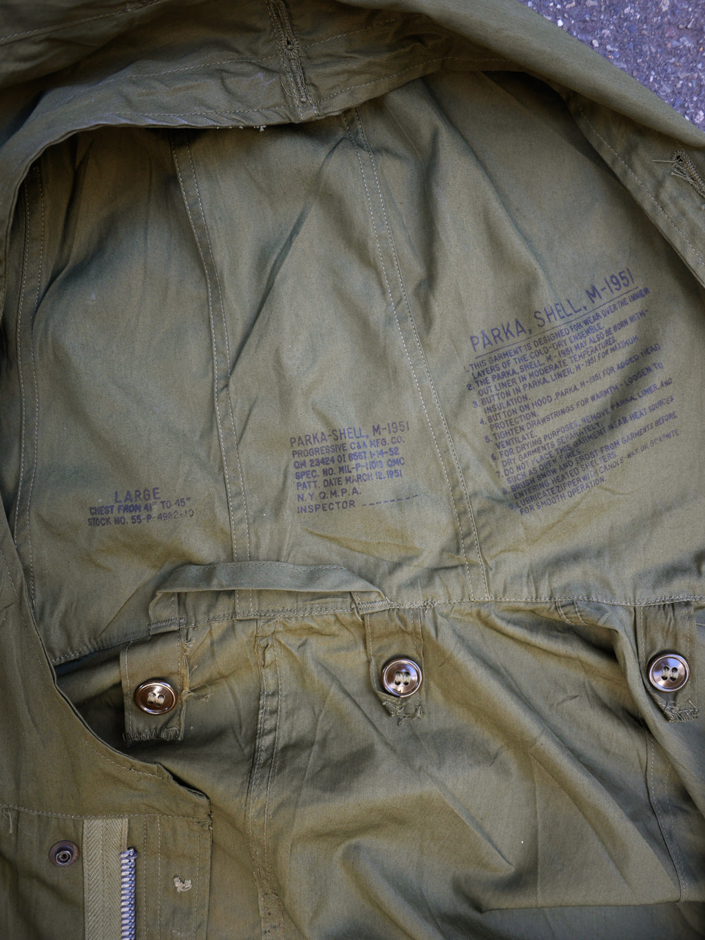 1952 US Army M-1951 Fishtail Parka Shell